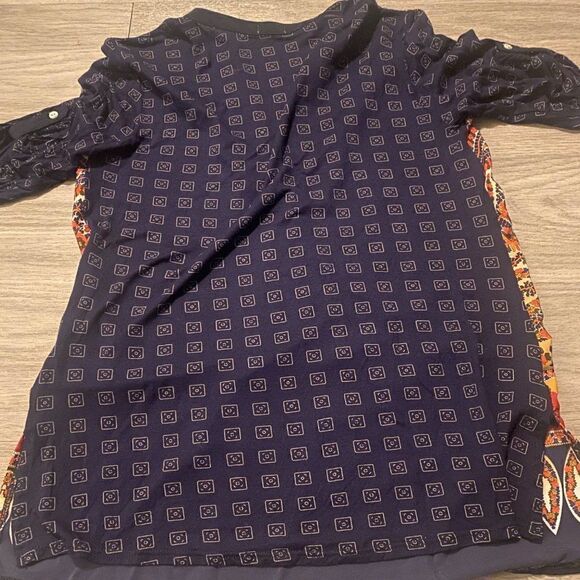 Anthropologie Tiny 3/4 sleeve multicolored v neck blouse size small - Picture 2 of 9